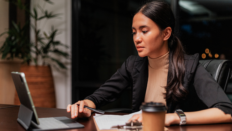 Woman on computer at office